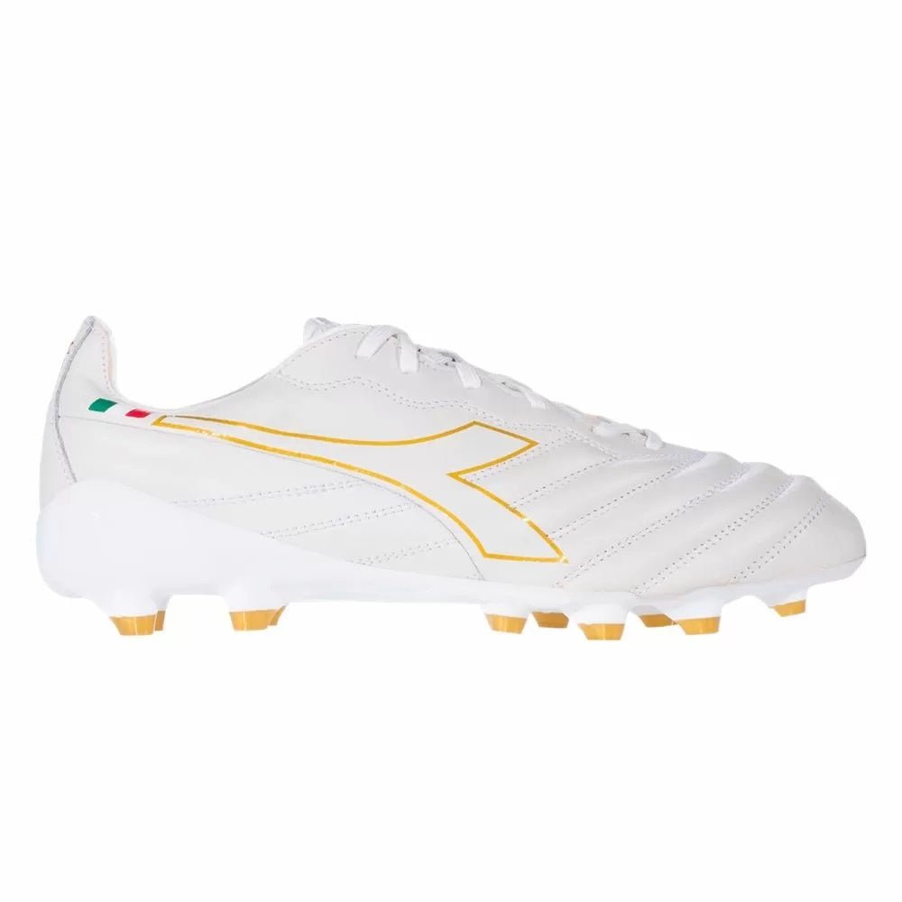 Diadora Brasil Elite Tech Made in Italy LPX FG Firm Ground Soccer Cleats - White/Gold - Best Buy Soccer