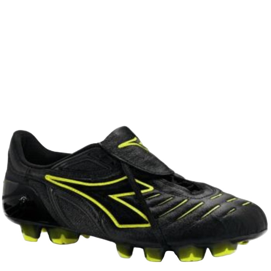 Diadora Maracana RTX 12 FG Firm Ground Soccer Cleats - Black - Yellow Fluo - Best Buy Soccer