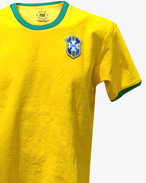 Camiseta retro Brasil 1970 amarilla