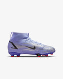 Nike Mercurial Superfly 8 Academy Kylian Mbappé’s MG Multi-Ground Youth Soccer Cleats - Light Thistle/Indigo Burst/Bright Crimson/Metallic Silver
