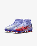 Nike Mercurial Superfly 8 Academy Kylian Mbappé’s MG Multi-Ground Youth Soccer Cleats - Light Thistle/Indigo Burst/Bright Crimson/Metallic Silver