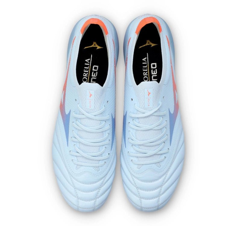 Mizuno Morelia Neo V Beta Elite FG Men's Soccer Cleats - Blue Finch/Orange - Best Buy Soccer
