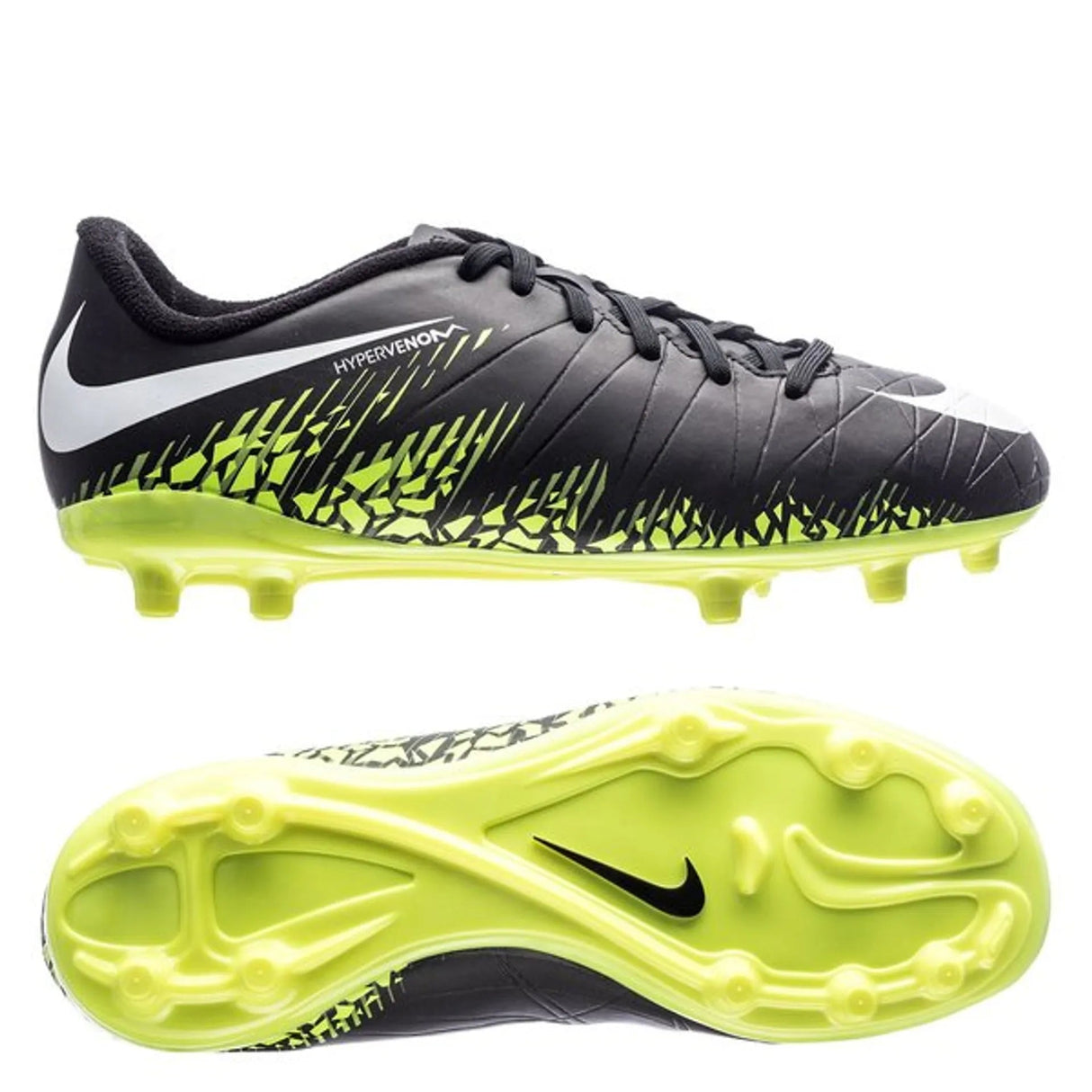 Nike JR Hypervenom Phelon II FG Soccer Cleats - Black/White/Volt - Best Buy Soccer
