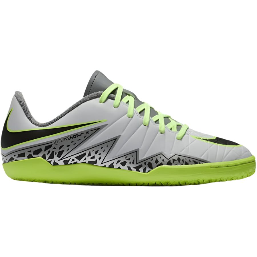 Nike JR HyperVenom Phelon II IC Indoor Shoes - Pure Platinum/Black/Green - Best Buy Soccer
