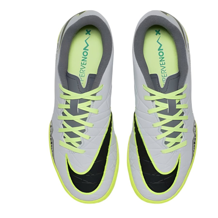 Nike JR HyperVenom Phelon II IC Indoor Shoes - Pure Platinum/Black/Green - Best Buy Soccer