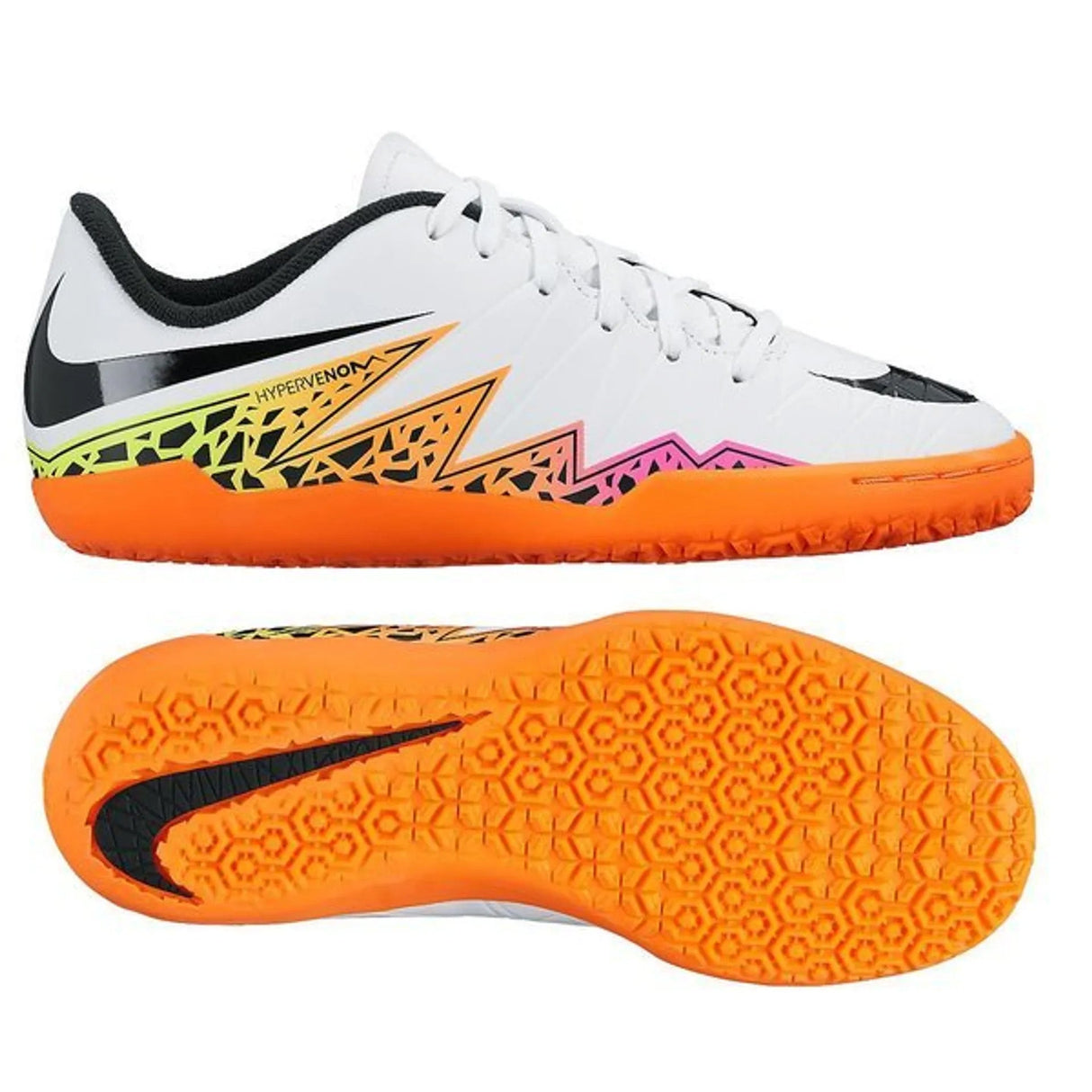 Nike JR HyperVenom Phelon II IC Indoor Shoes - White/Black/Orange/Volt - Best Buy Soccer