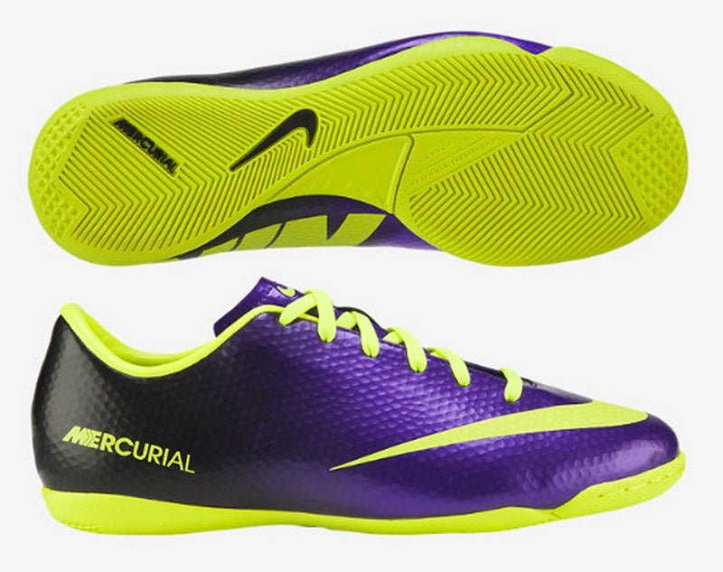 Nike Jr Mercurial Victory IV IC Youth Indoor Soccer Shoes - Purple/Black/Volt - Best Buy Soccer