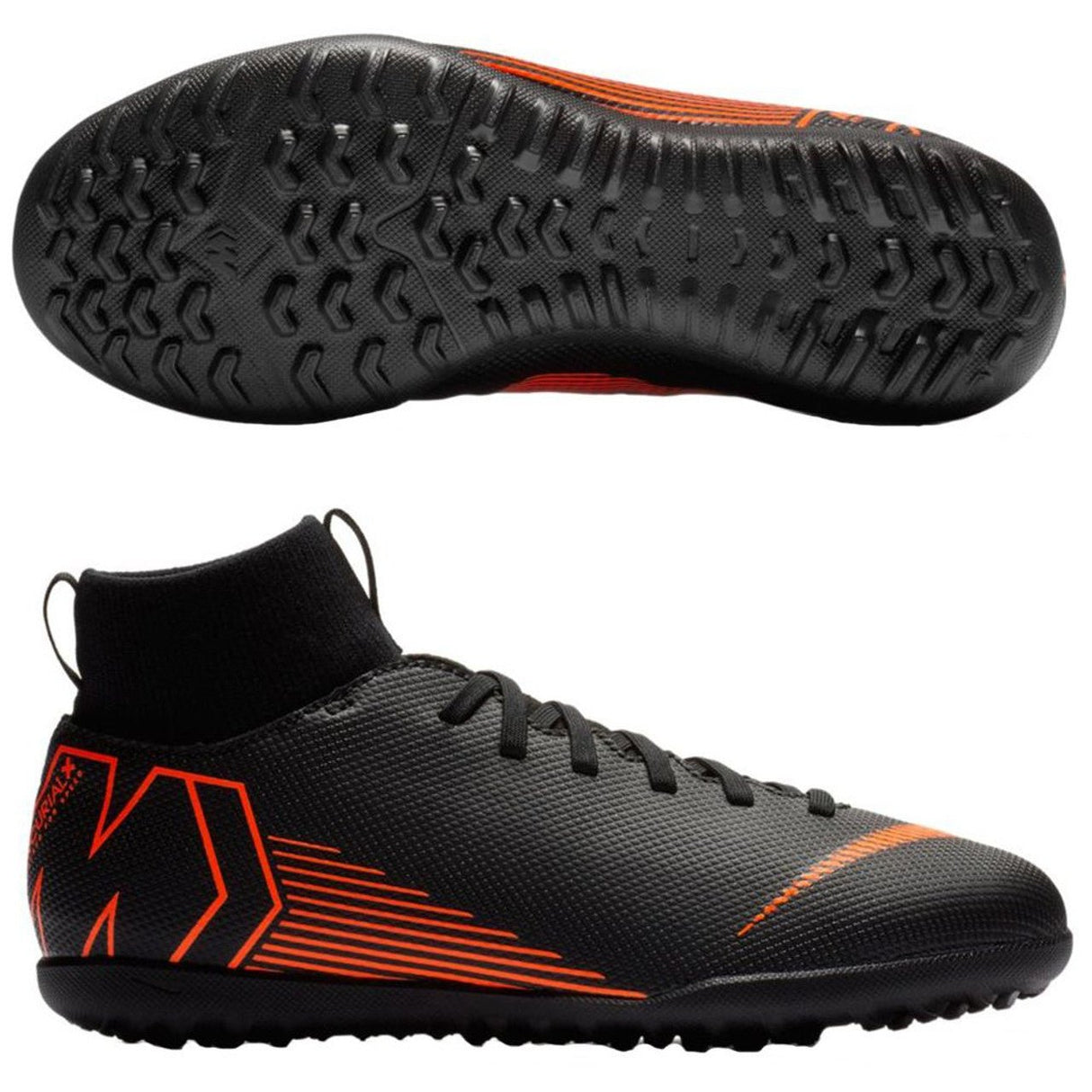 Nike Jr. MercurialX Superfly VI Academy Turf Soccer Boots Black/Orange/White - Best Buy Soccer