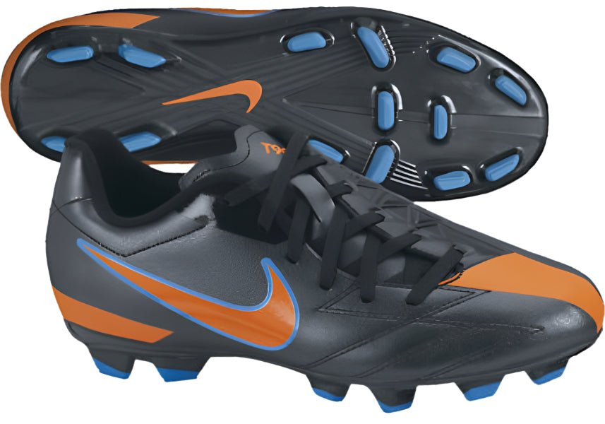Nike Jr T90 Shoot IV FG Firm Ground Youth Soccer Cleats - Black/Orange/Blue - Best Buy Soccer
