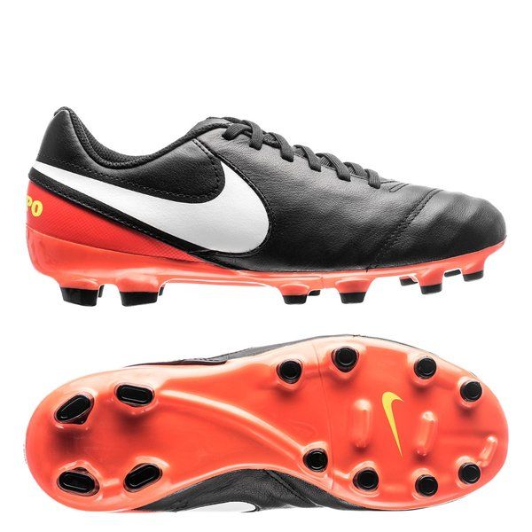 Nike Tiempo Genio II Leather (FG) Men's Firm - Ground Football Boot Black/White/Orange - Best Buy Soccer