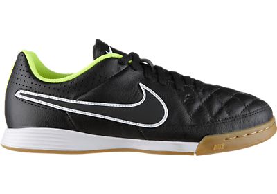 Nike Tiempo Genio Leather IC Youth Soccer Shoes- Black/Volt/Black - Best Buy Soccer