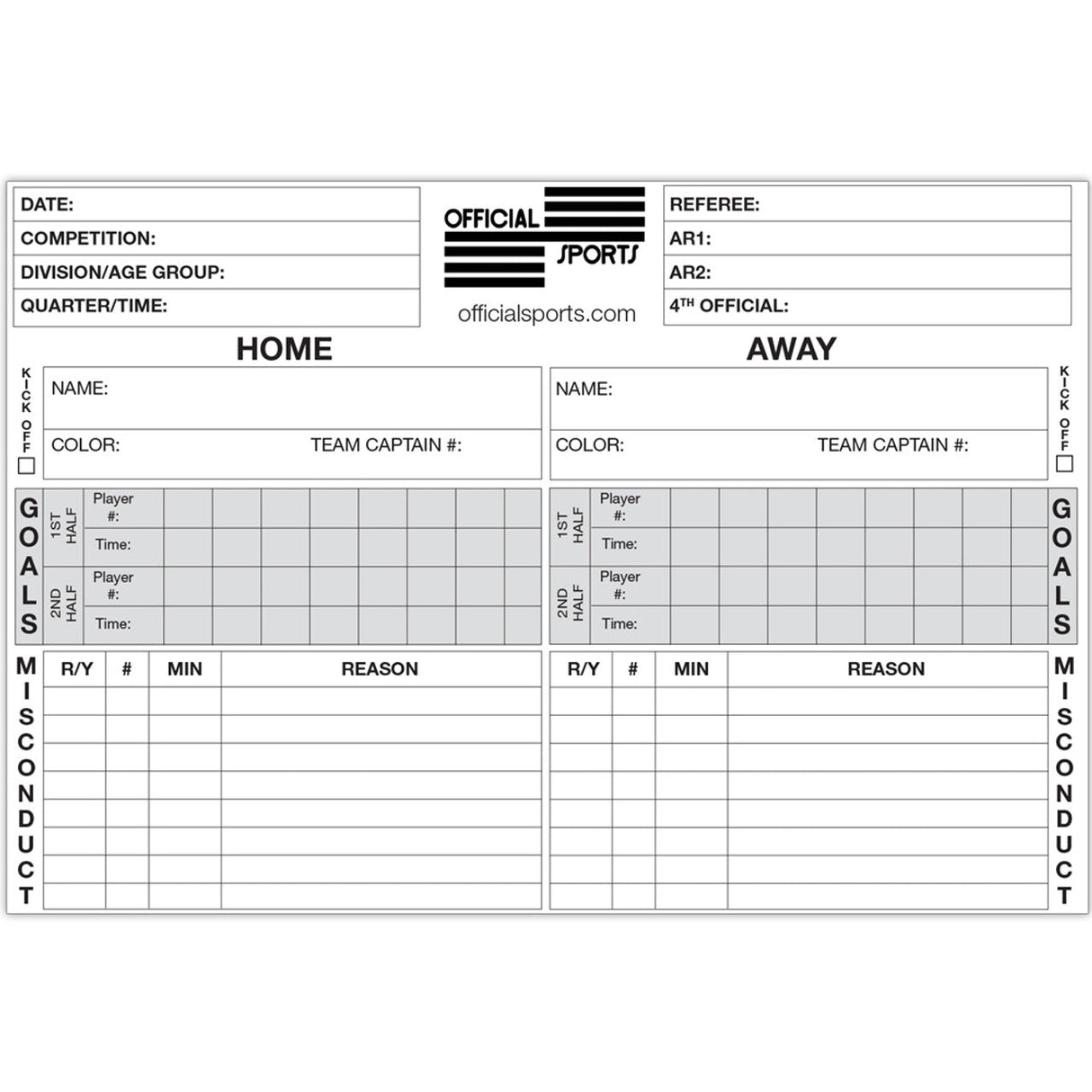 OSI Report Forms White 50 sheets - Best Buy Soccer