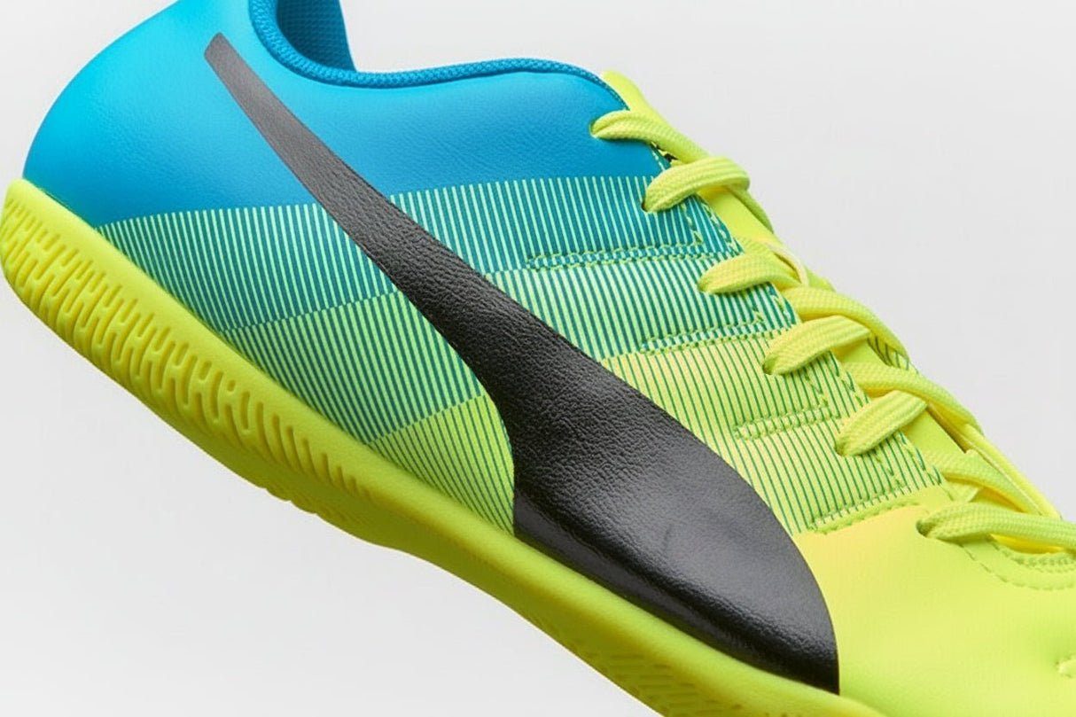 PUMA Evopower 4.3 IT JR Youth Indoor Soccer Shoes - Safety Yellow/Black/Atomic Blue - Best Buy Soccer