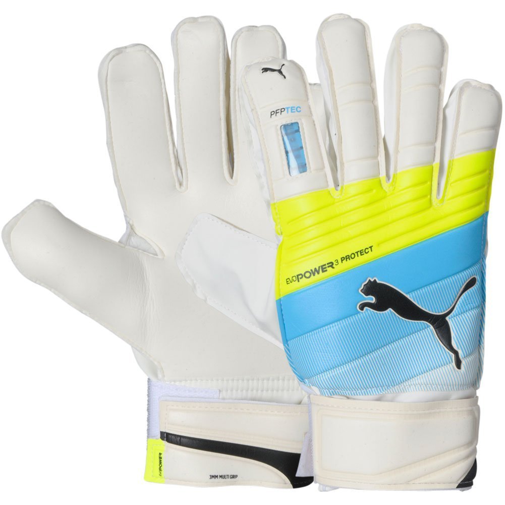 PUMA Evopower Protect 3 Goalkeeper Gloves White/Blue/Yellow - Best Buy Soccer