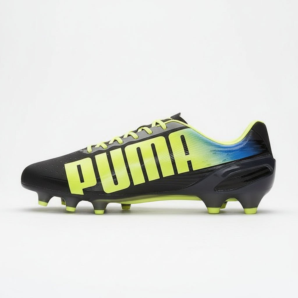 PUMA Evospeed 1.2 FG Firm Ground Soccer Cleats - Black/Fluo Yellow/Brilliant Blue - Best Buy Soccer