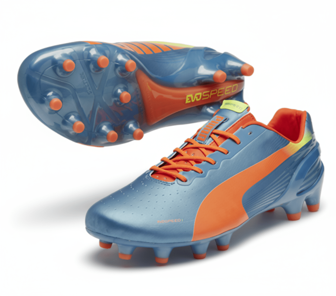 PUMA Evospeed 1.2 FG Firm Ground Soccer Cleats -Blue/Peach/Yellow - Best Buy Soccer