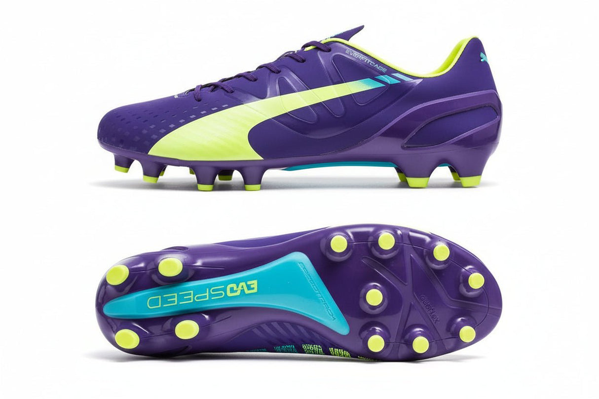 PUMA Evospeed 1.3 FG Firm Ground Soccer Cleats - Prism Violet/Fluro Yellow/Scuba Blue - Best Buy Soccer
