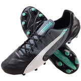 PUMA evoSPEED 1.3 Leather FG Firm Ground Soccer Cleats Black/White/Pool Green - Best Buy Soccer