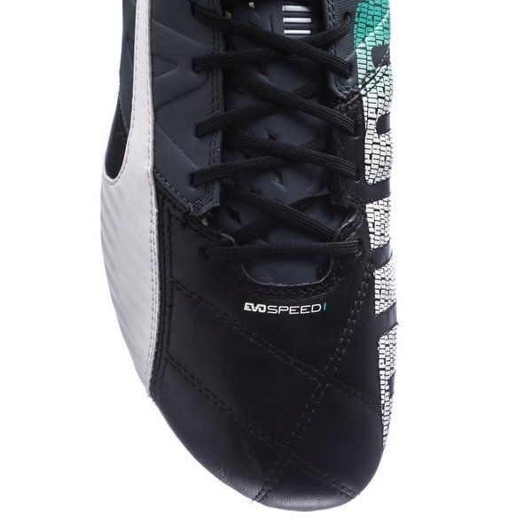 PUMA evoSPEED 1.3 Leather FG Firm Ground Soccer Cleats Black/White/Pool Green - Best Buy Soccer