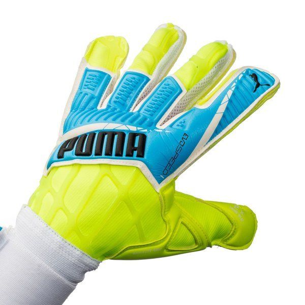 PUMA Evospeed 1.4 Goalkeeper Gloves Safety Yellow/Atomic Blue - Best Buy Soccer