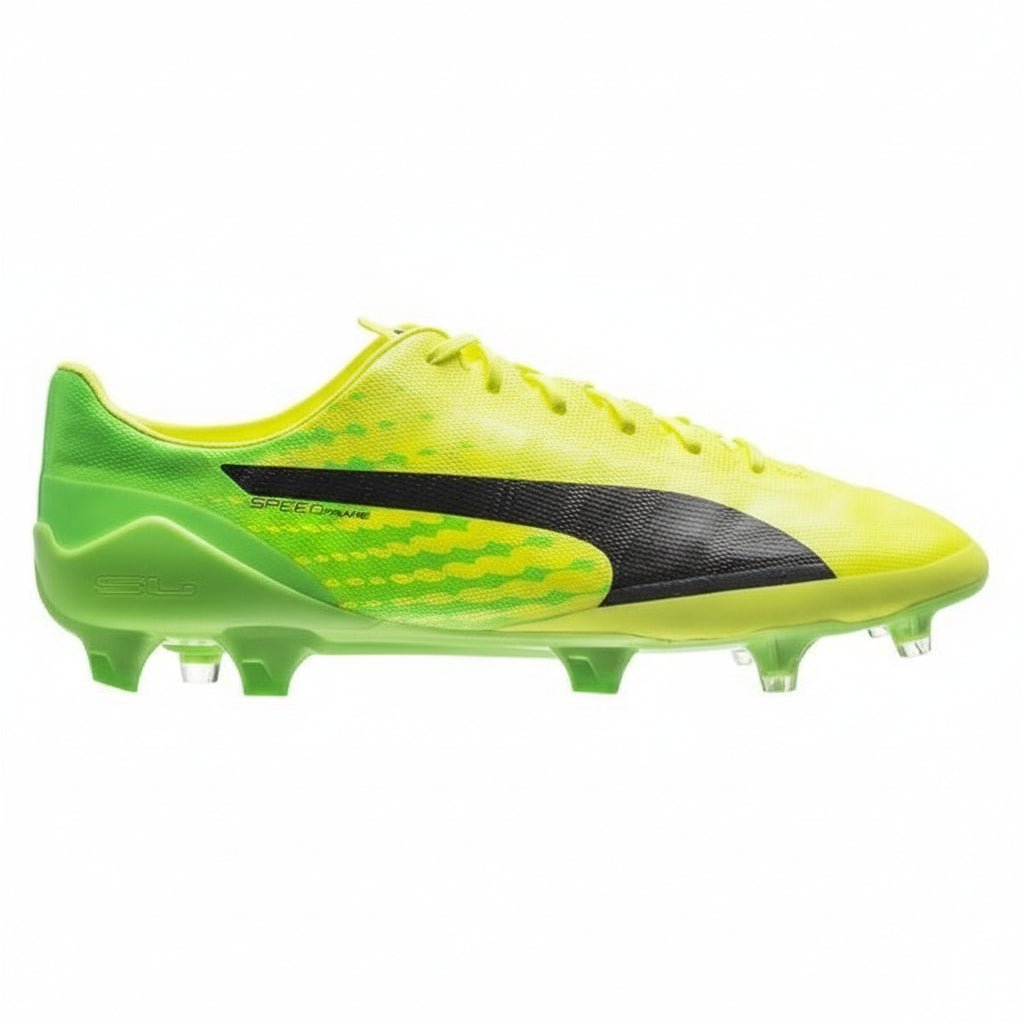 PUMA Evospeed 17 SL FG Firm Ground Soccer Cleats - Safety Yellow/Black/Green Gecko - Best Buy Soccer