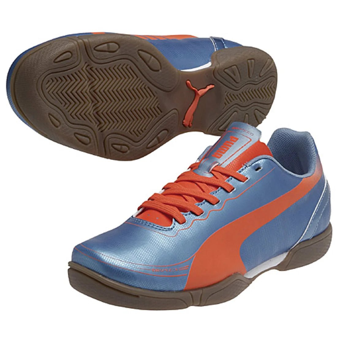 PUMA evoSPEED 5.2 IT Jr Youth Indoor Soccer Shoes - Blue/Fluro Peach - Best Buy Soccer