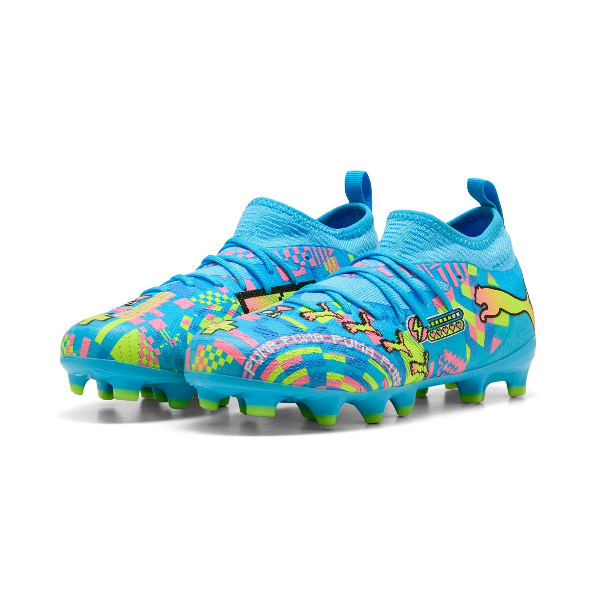PUMA Future 9 Match Advanced Level FG/AG Firm Ground/Artificial Ground Youth Soccer Cleats - White/Blue/Pink/Yellow - Best Buy Soccer