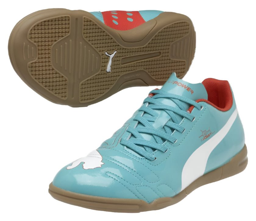PUMA Kid's evoPower 4 IT Indoor Boots Jr Fluro Peach/Blue - Best Buy Soccer