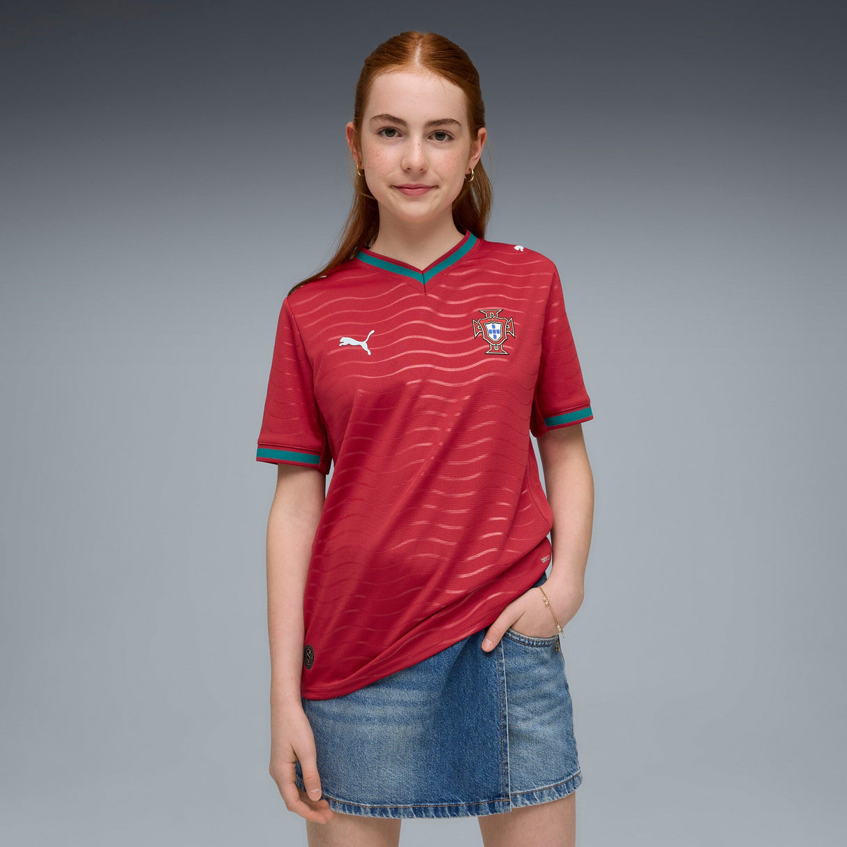 PUMA Portugal Home Youth Soccer Jersey 2026 - Red/Green Lagoon - Best Buy Soccer