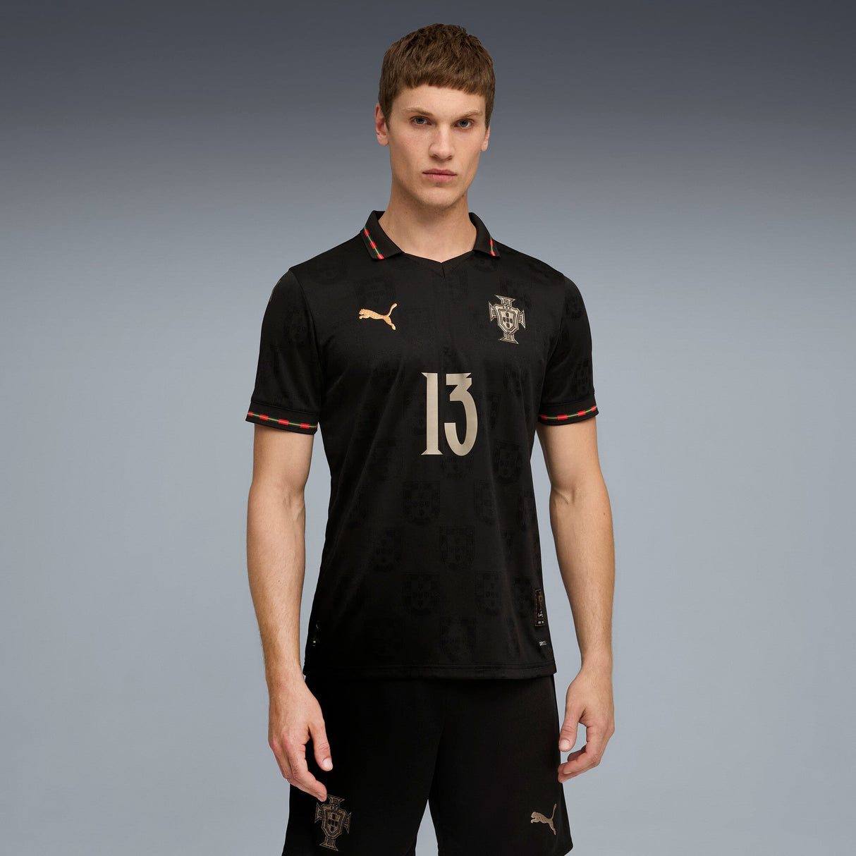 PUMA Portugal SE Authentic W/BOX Men's Soccer Jersey 26- Black/Gold - Best Buy Soccer