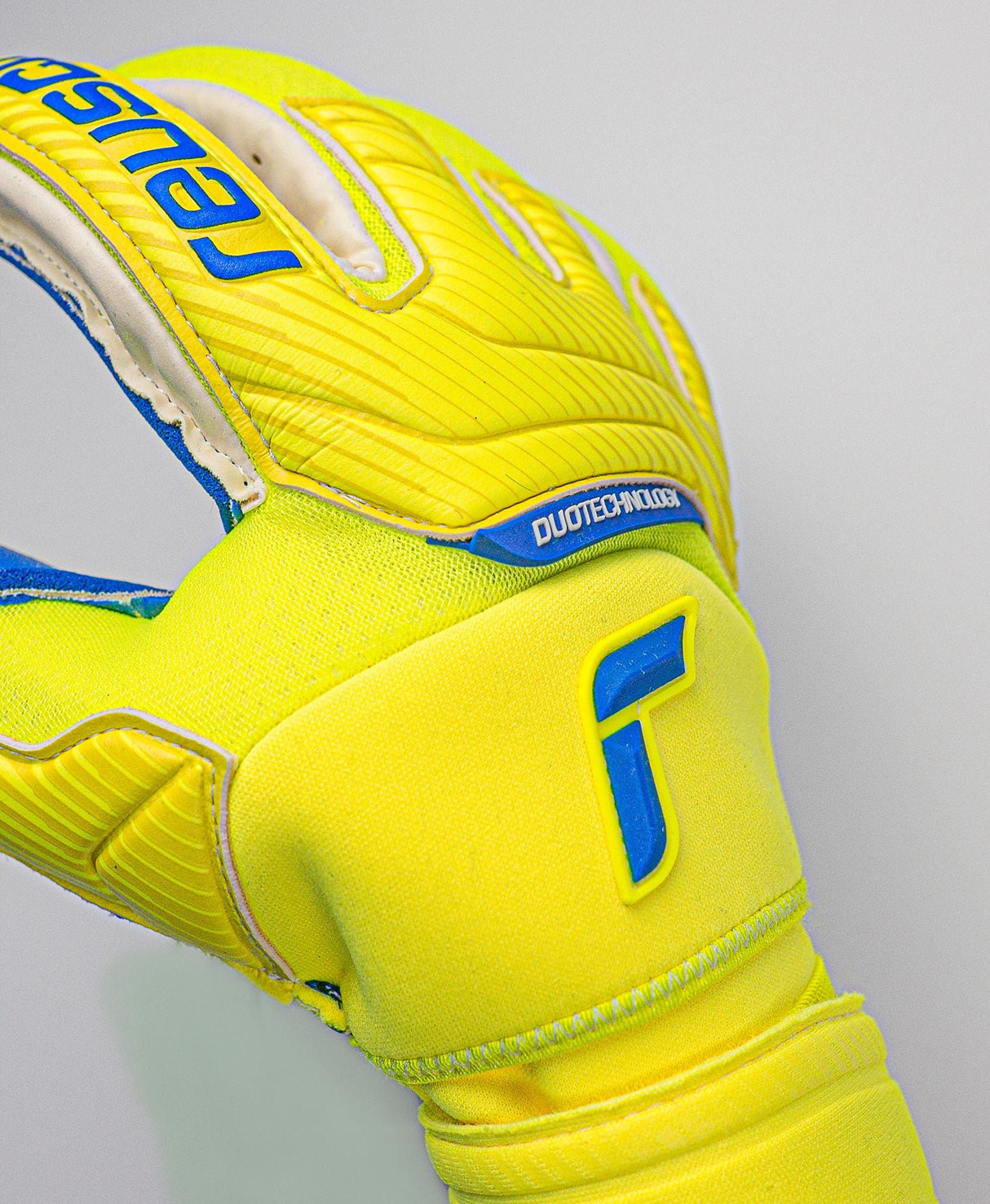 Reusch Attrakt Duo Ortho - Tec Goalkeeper Gloves Fluo Yellow/Blue - Best Buy Soccer