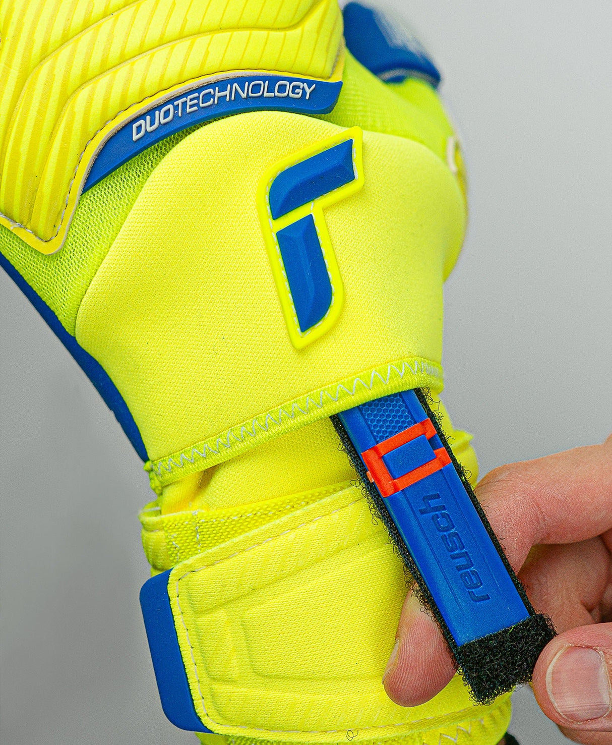 Reusch Attrakt Duo Ortho - Tec Goalkeeper Gloves Fluo Yellow/Blue - Best Buy Soccer