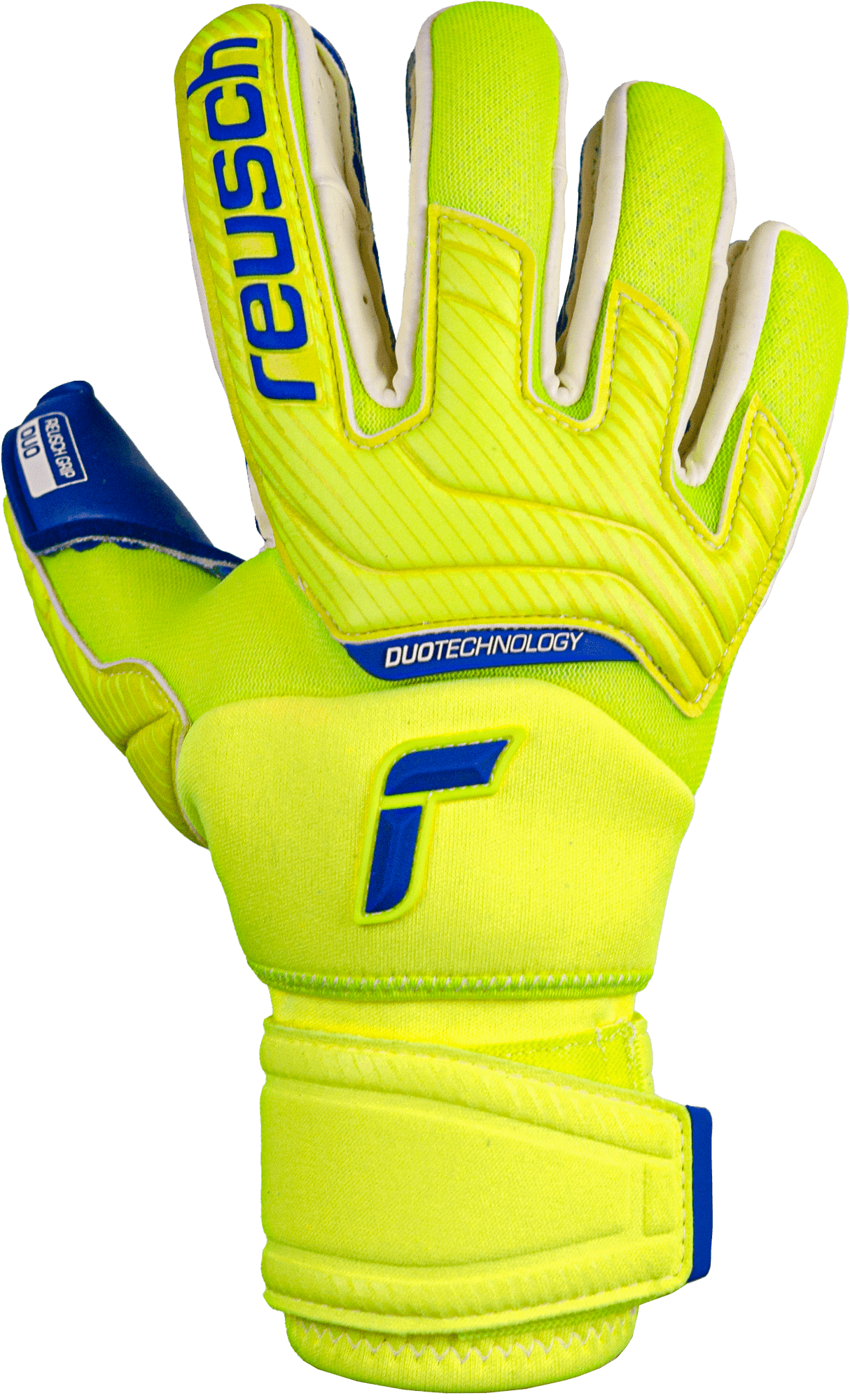 Reusch Attrakt Duo Ortho - Tec Goalkeeper Gloves Fluo Yellow/Blue - Best Buy Soccer