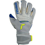 Reusch Attrakt Gold X Evolution Cut Goalkeeper Gloves Vapor Gray/Safety Yellow/Deep Blue - Best Buy Soccer