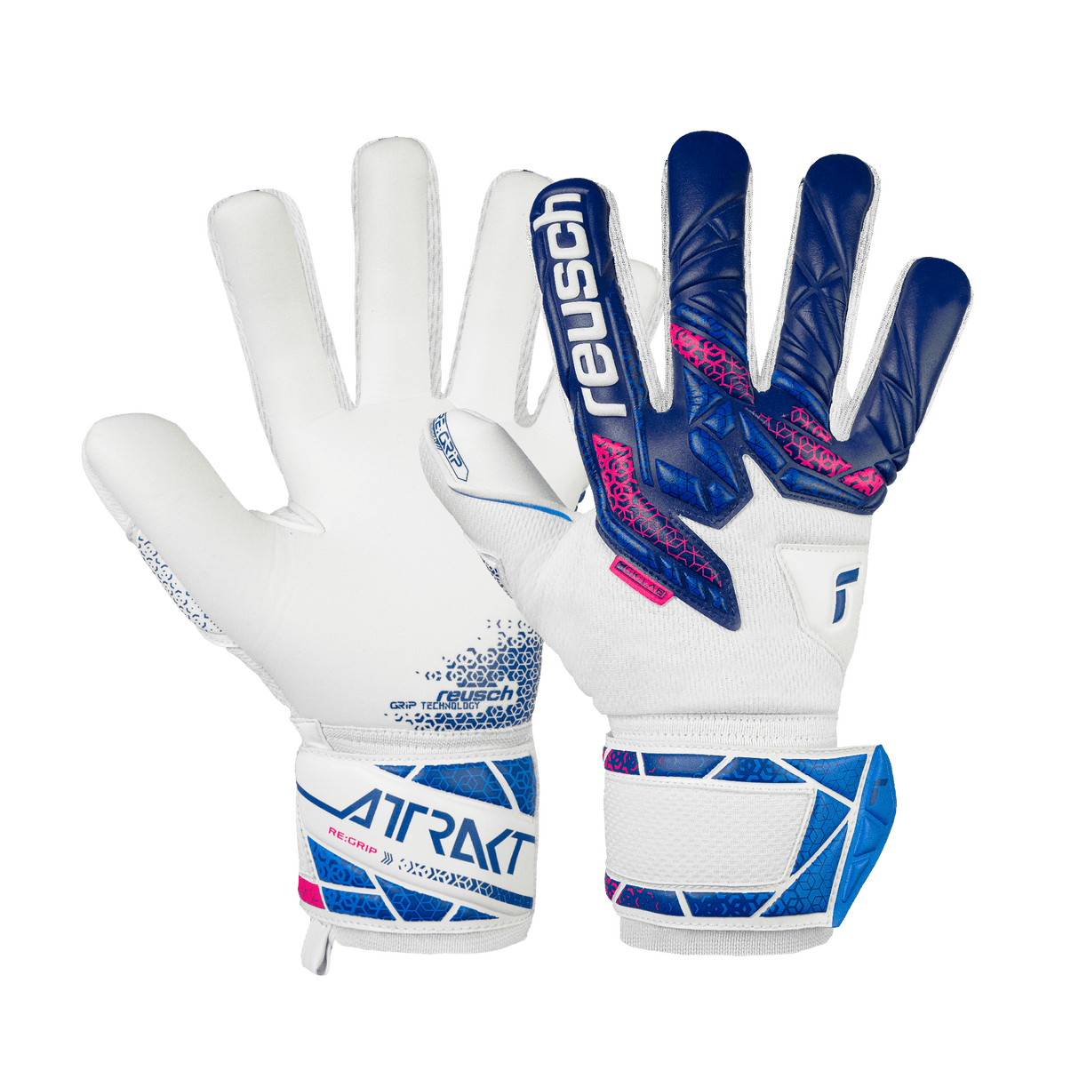 Reush Attrakt RE:GRIP NC Finger Support Goalkeeper Gloves Blue/Pink - Best Buy Soccer