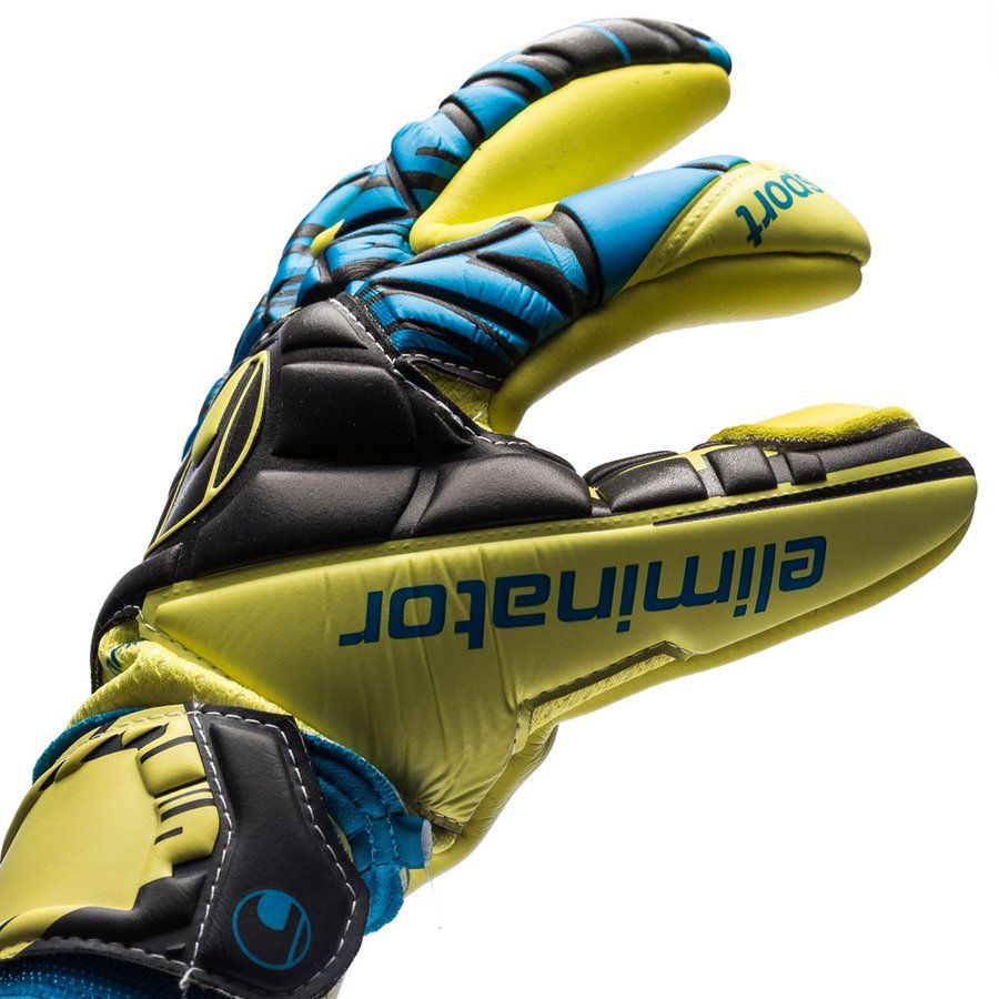 Uhlsport Eliminator Absolutgrip FS Goalkeeper Gloves Yellow/Black/Blue - Best Buy Soccer