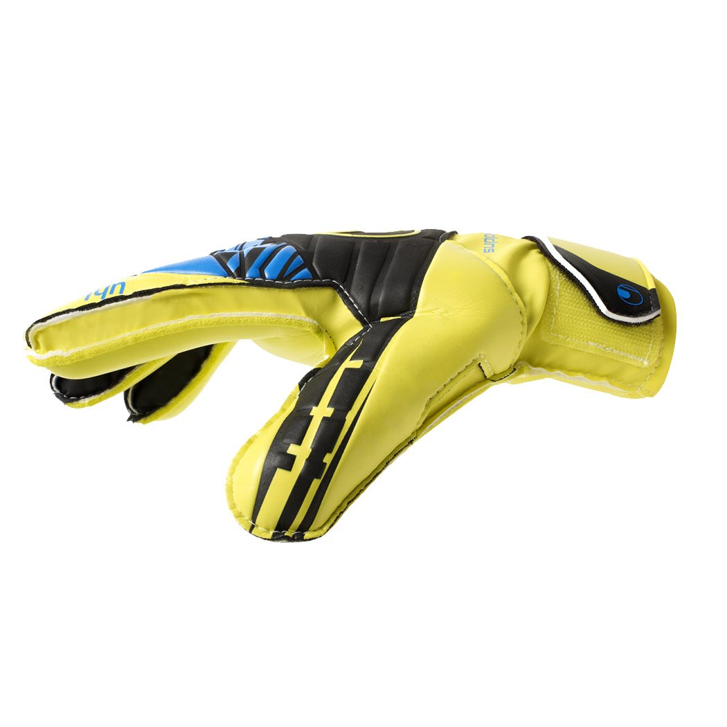 Uhlsport Kid's Eliminator Soft SF Junior Goalkeeper Gloves Yellow/Black/Blue - Best Buy Soccer