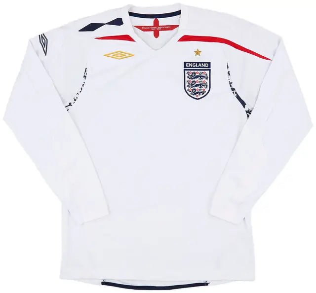 Umbro England Home 07/08 Long Sleeve Jersey White - Best Buy Soccer