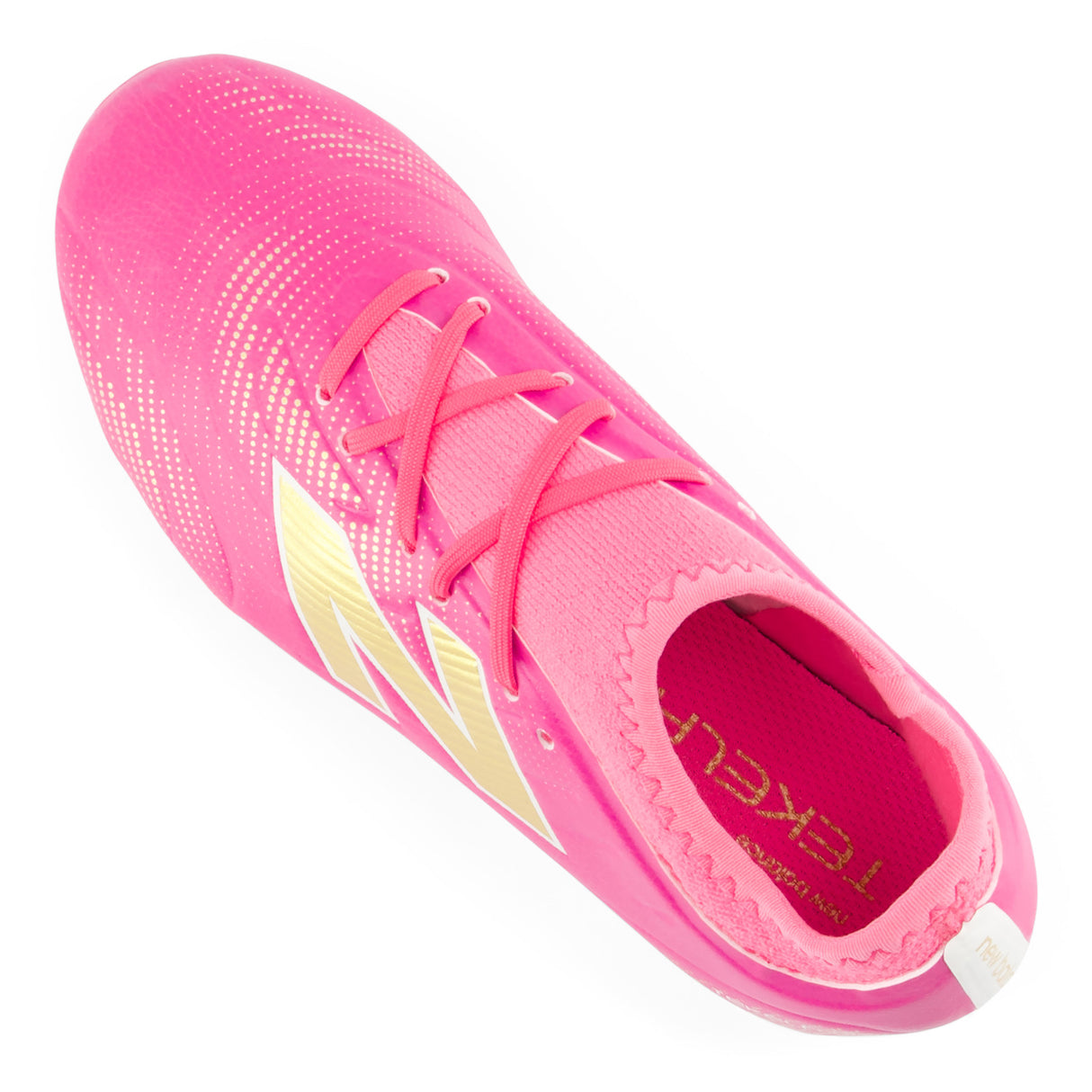 Tacos de fútbol juvenil New Balance Tekela Team Low V5 FG para terreno firme - Rosa Caliente