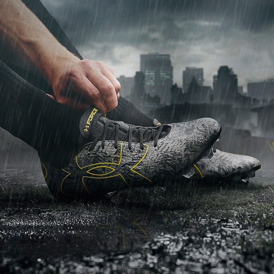 Botas de fútbol para terreno firme Under Armour Alter Ego Clutch Fit Force 2.0 FG Negro/Acero/Taxi