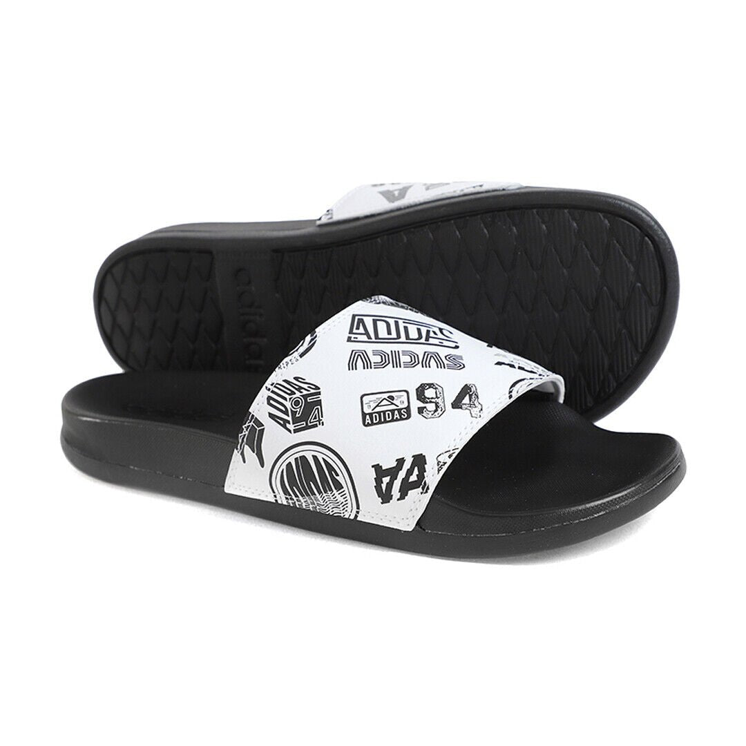 New! Adidas Adilette Comfort Slides - Black and White adidas Adilette Comfort Sandal (Black/White) main image 3