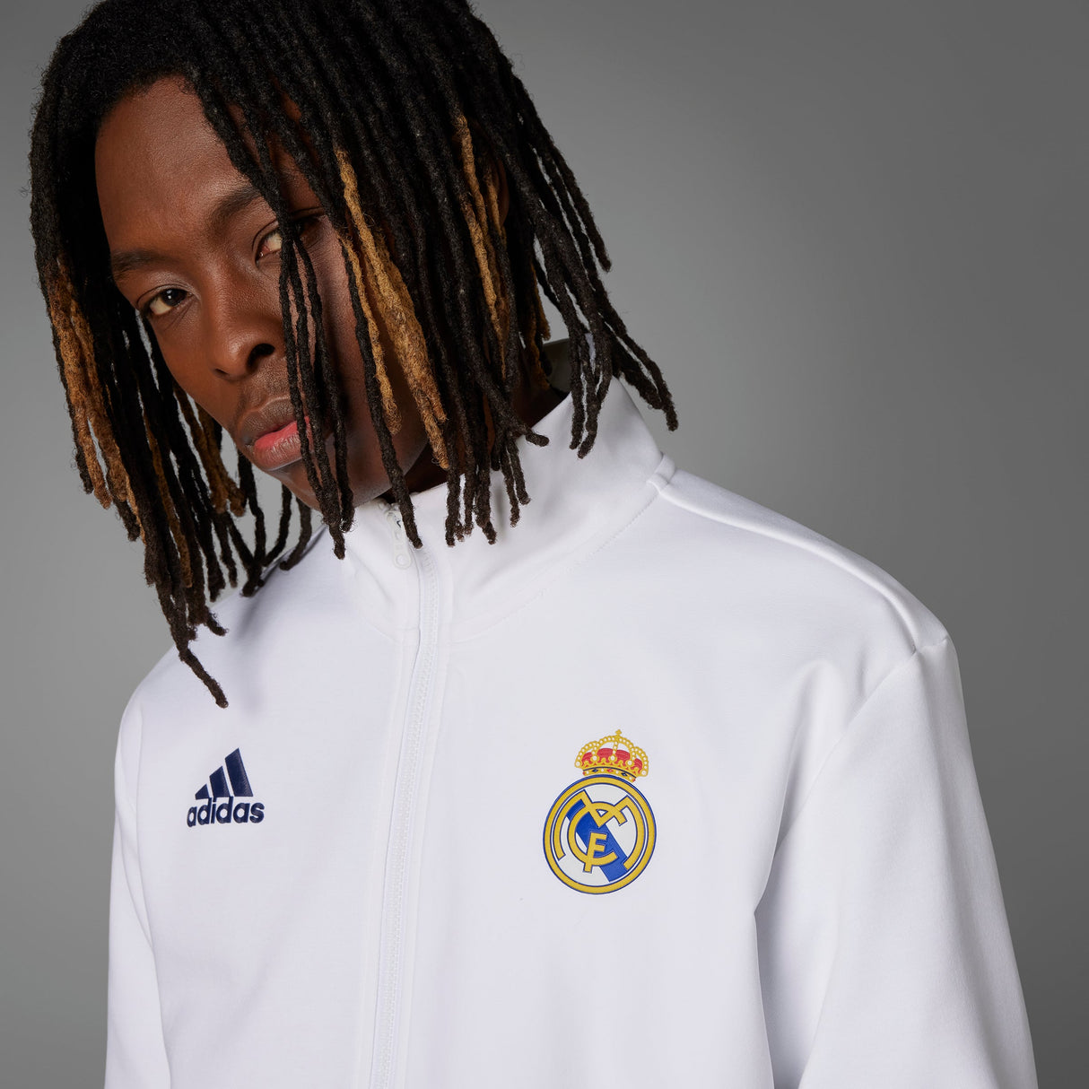 adidas Real Madrid Anthem Jacket - White - Best Buy Soccer