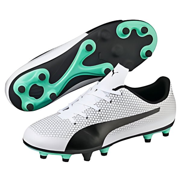 PUMA Spirit FG JR Firm Ground Youth Soccer Cleats - White/Black/Silver - Best Buy Soccer