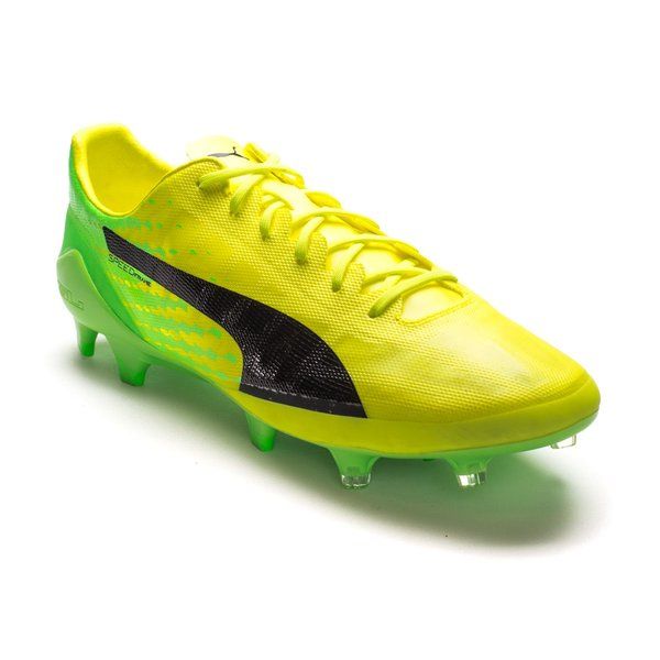 PUMA Evospeed 17 SL FG Firm Ground Soccer Cleats - Safety Yellow/Black/Green Gecko