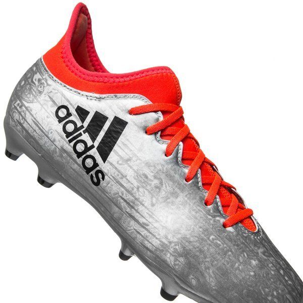 adidas Kid's X 16.3 FG/AG J Firm Ground Football Boots Silver/Red/Black