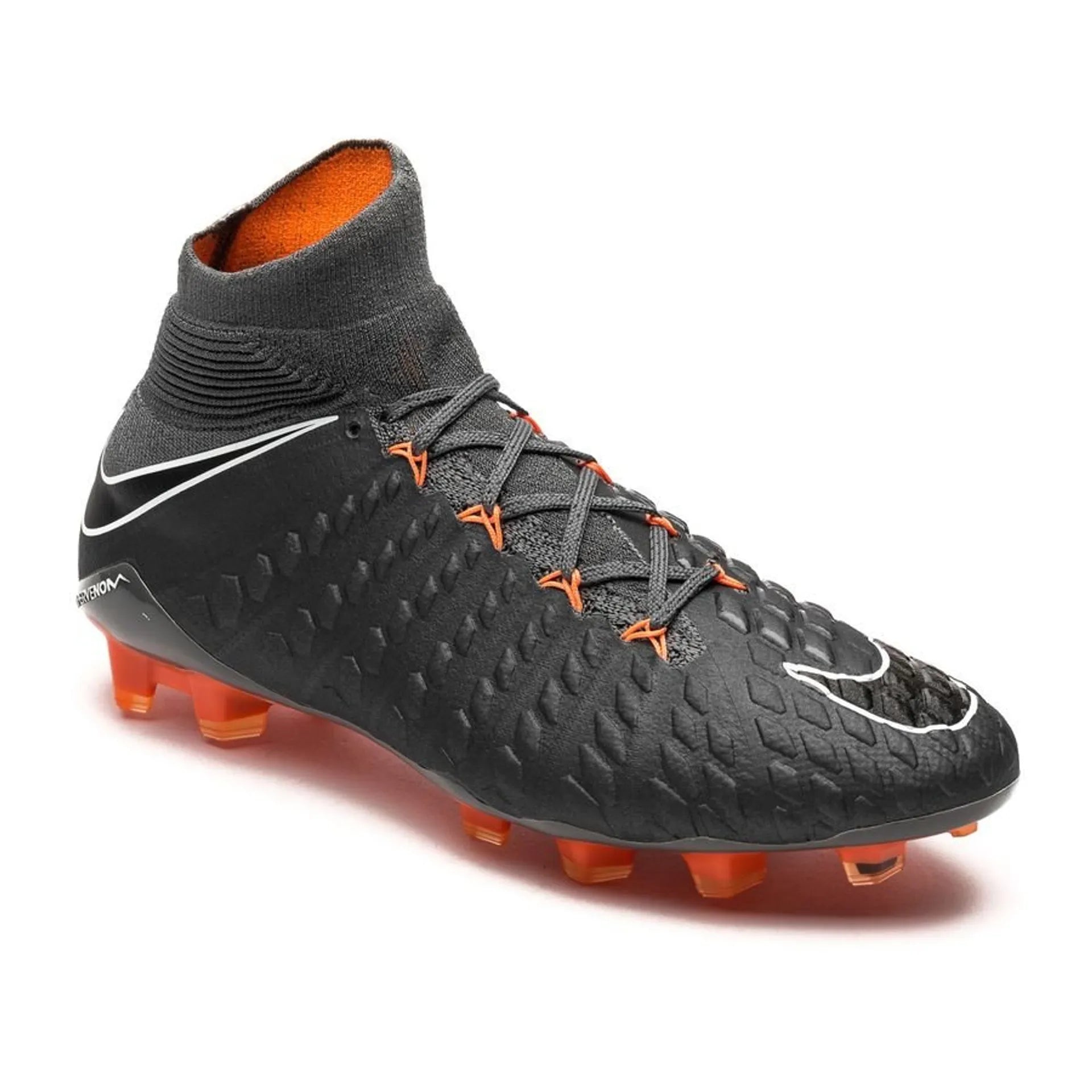 Nike Hypervenom Phantom 3 Elite DF FG/AG Multi-Ground Soccer Cleats - Dark Grey/Total Orange/White