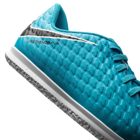Nike Jr HypervenomX Phade III IC Indoor Soccer Shoes - White/Black/Photo Blue