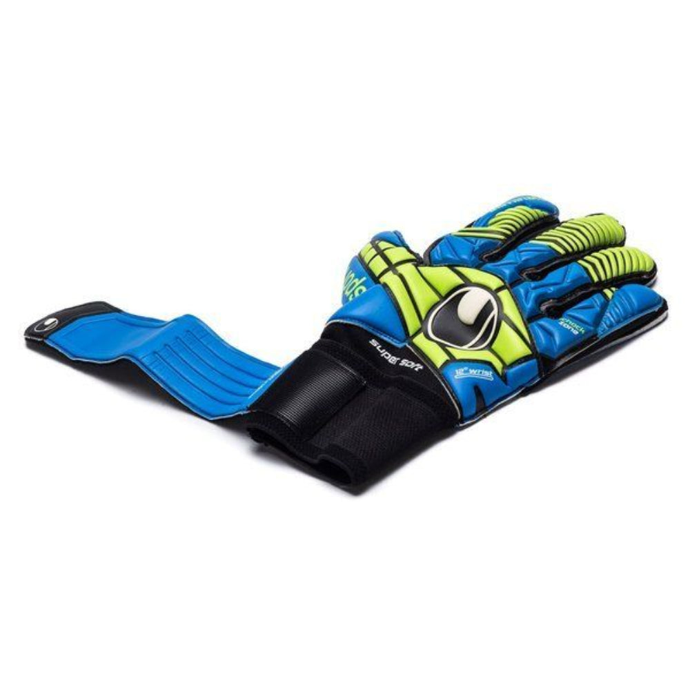 Uhlsport Eliminator Supersoft Goalkeeper Gloves Black/Blue/Power Green