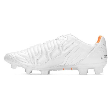 PUMA Evopower 1.2 Leather FG Firm Ground Soccer Cleats - White/Metallic White/Fluo Orange