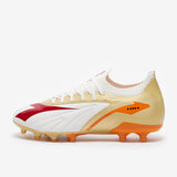Tacos de fútbol Diadora Maximus Elite Pro SLX FG para terreno firme - Blanco/Chili Pepper/Naranja Russet